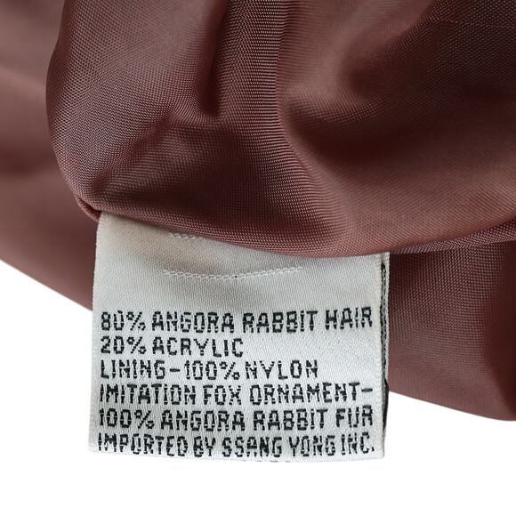 Women's Vintage Green Angora Rabbit Sweater W/ Imitation Fox - M - Picture 4 of 11